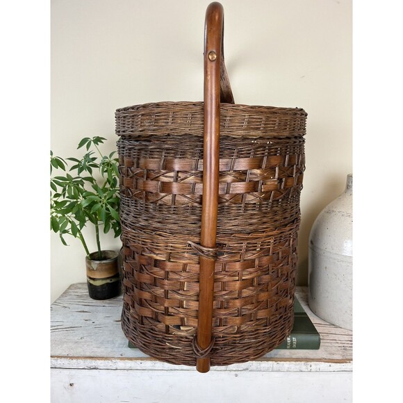 Vintage 2-Tier Chinese Asian Wedding Basket Woven Wicker Rattan Bamboo/Cane Boho - Picture 2 of 12